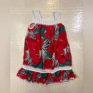 Floral Red and Green Kids Dress poinsettias festive dress